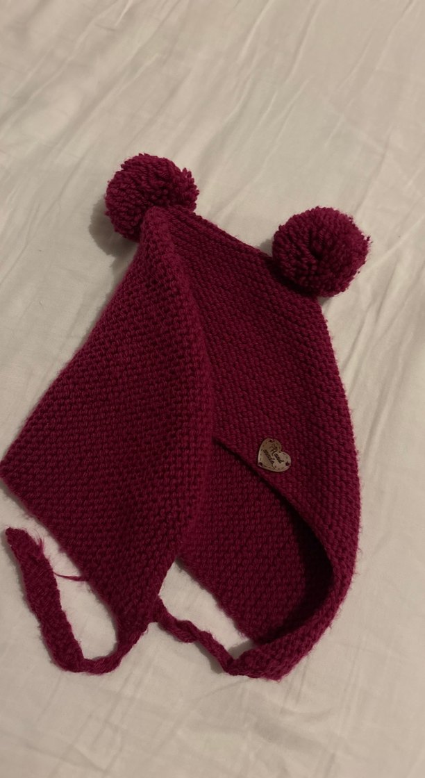 Bordo Triko kız çocuk hırka şapka patik takım - Görsel 3