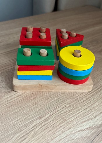 Renkli Ahşap Geometrik Şekiller Eğitici Oyuncak - Görsel 3