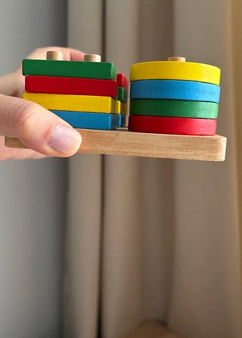 Renkli Ahşap Geometrik Şekiller Eğitici Oyuncak - Görsel 4