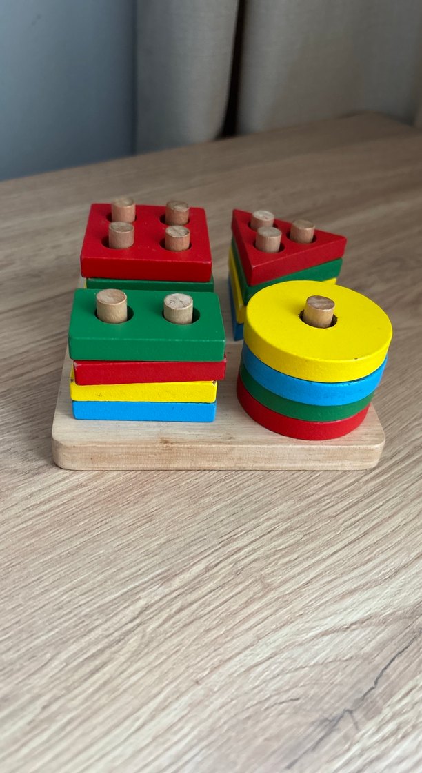 Renkli Ahşap Geometrik Şekiller Eğitici Oyuncak - Görsel 3