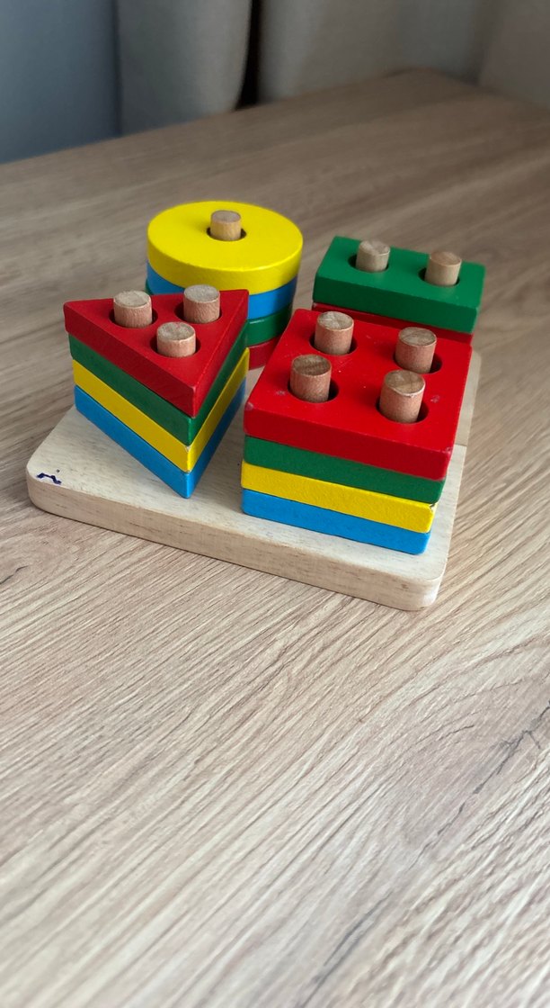 Renkli Ahşap Geometrik Şekiller Eğitici Oyuncak - Görsel 2