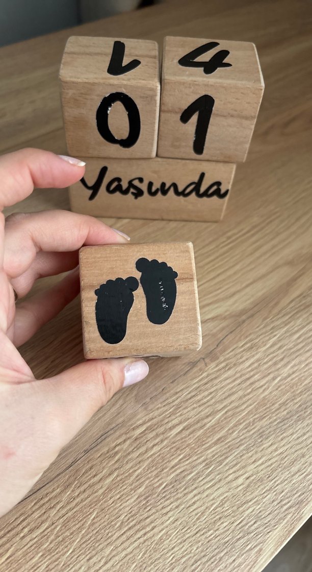 Ahşap Doğum Günü Blokları Beyaz - Görsel 3