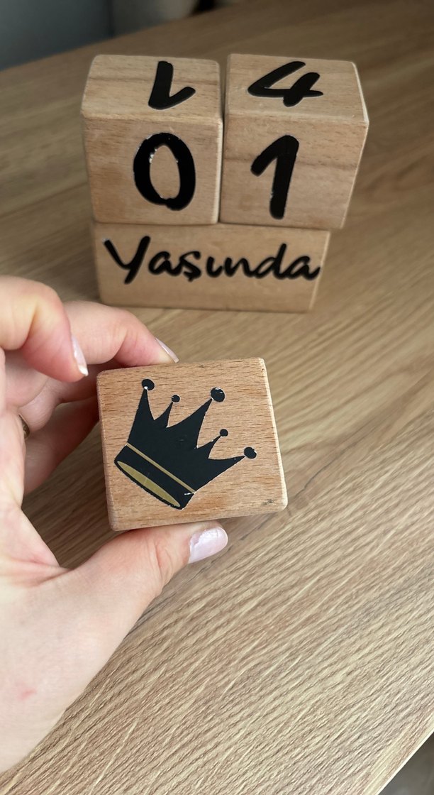 Ahşap Doğum Günü Blokları Beyaz - Görsel 4