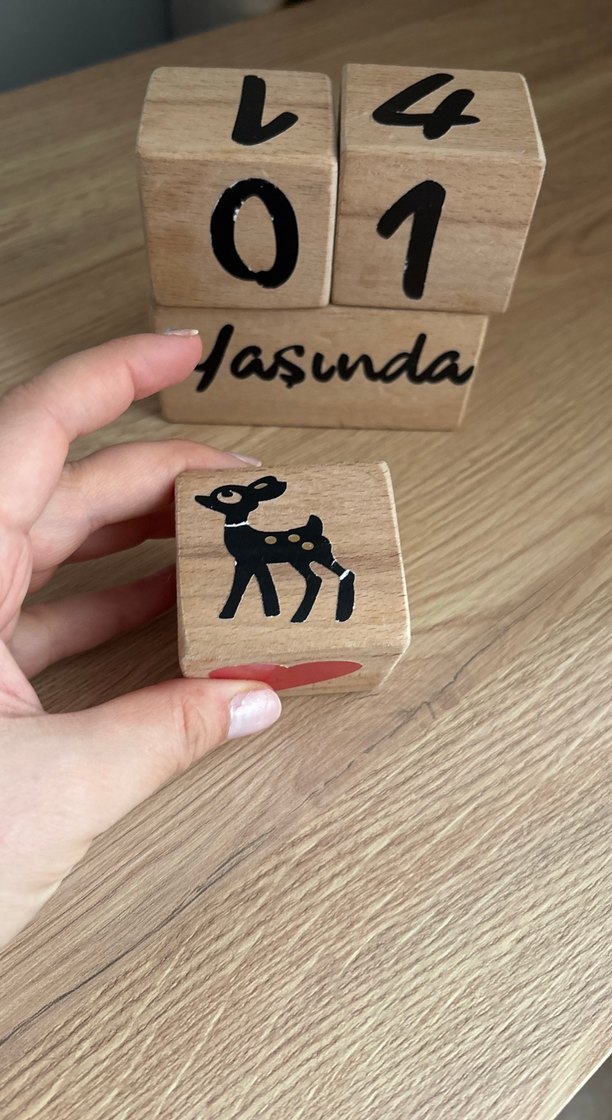 Ahşap Doğum Günü Blokları Beyaz - Görsel 2