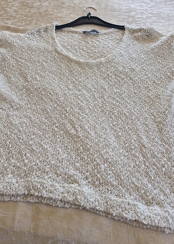 Bohem Tarz Beyaz Örgü Kadın Kazak - Görsel 3