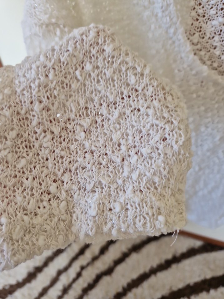 Bohem Tarz Beyaz Örgü Kadın Kazak - Görsel 5