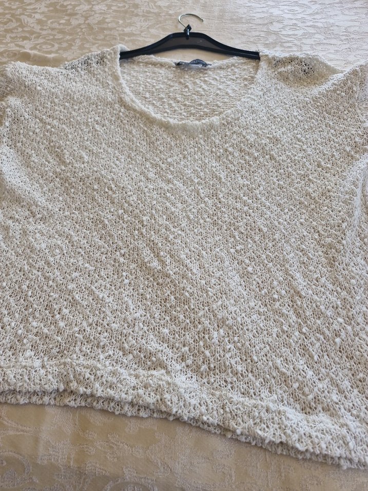 Bohem Tarz Beyaz Örgü Kadın Kazak - Görsel 3