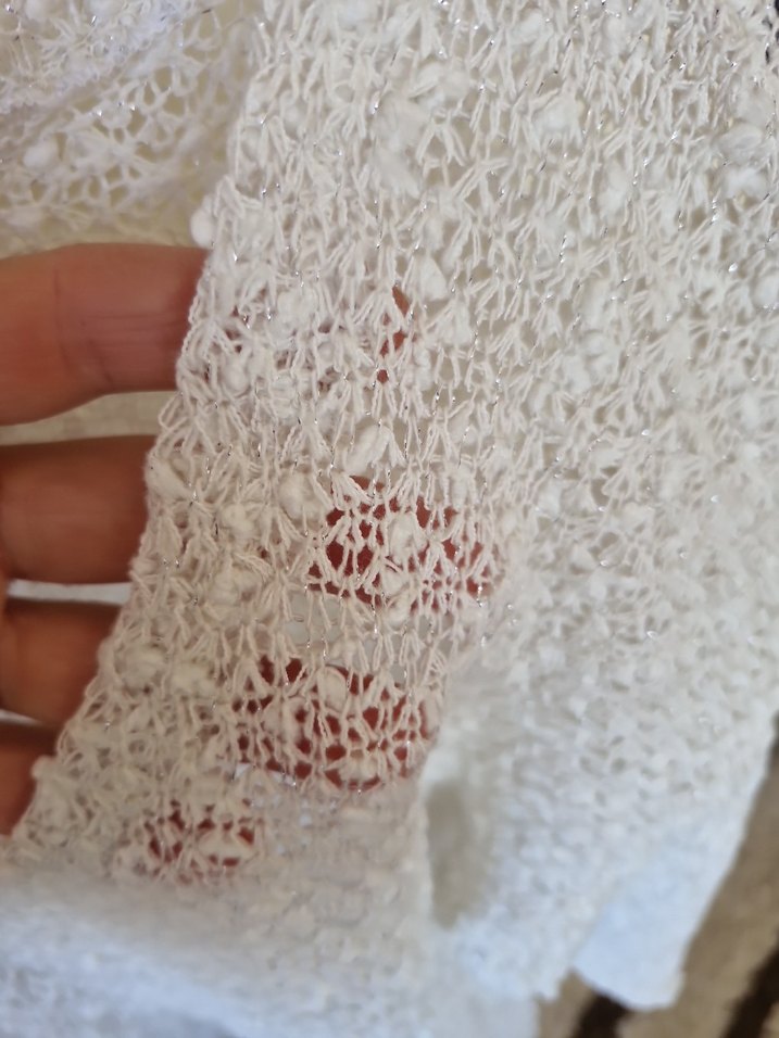 Bohem Tarz Beyaz Örgü Kadın Kazak - Görsel 4