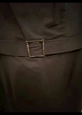 Kemerli Siyah Midi Ofis Elbisesi - Görsel 3