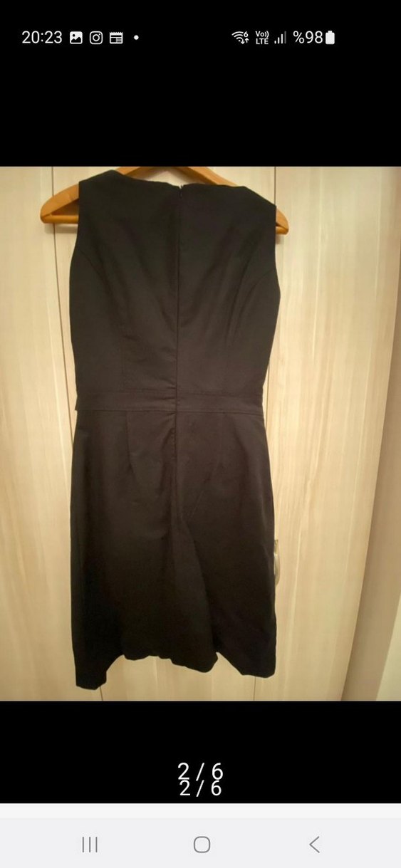 Kemerli Siyah Midi Ofis Elbisesi - Görsel 2