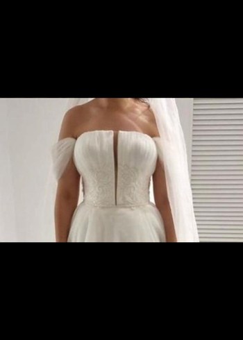 Modern Klasik Straplez BeyazHelen model Gelinlik - Görsel 6