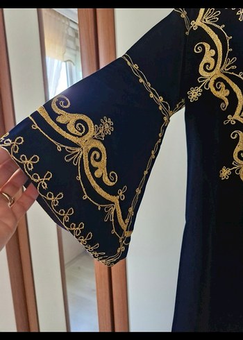 Uzun Kollu Nakışlı Bohem Kadın  kına Elbisesi - Görsel 4