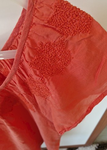 Kırmızı Keten Bohem Kadın Bluz - Görsel 3