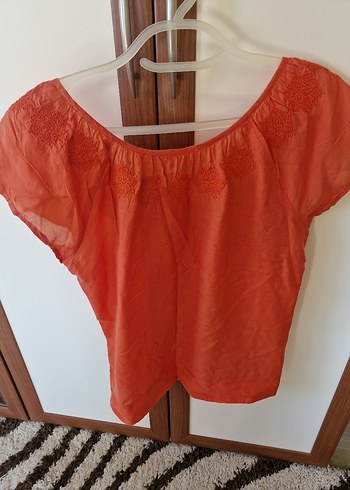 Kırmızı Keten Bohem Kadın Bluz - Görsel 2