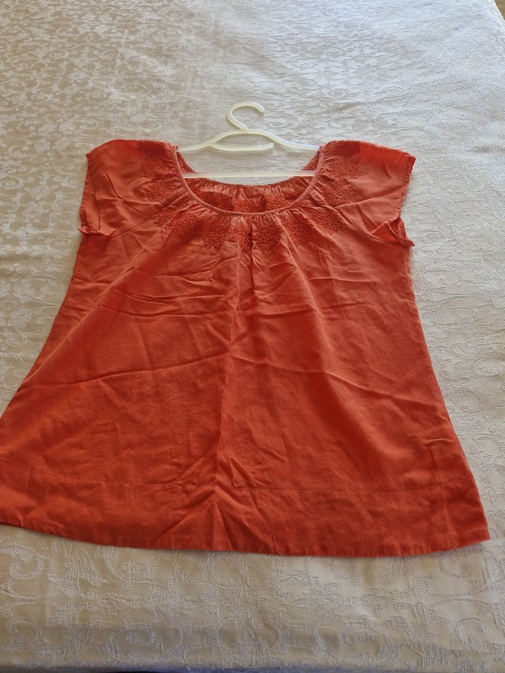 Kırmızı Keten Bohem Kadın Bluz - Görsel 4