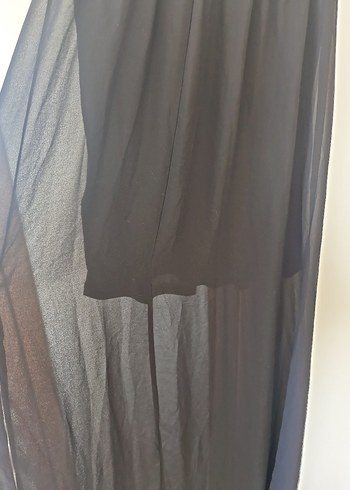 Gri Siyah Uzun Kolsuz şifon  Elbise - Görsel 5