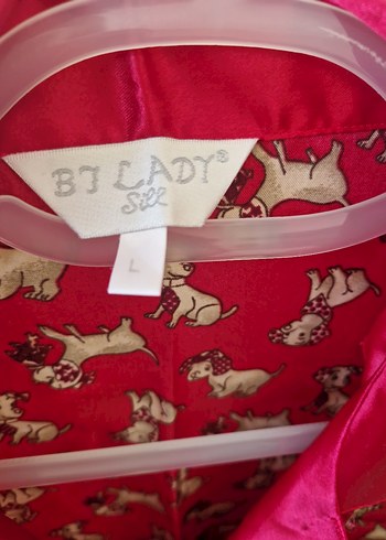 Kadın Vintage Kırmızı Uzun Kollu Pijama Üstü ve alt - Görsel 6