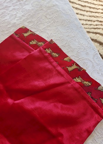 Kadın Vintage Kırmızı Uzun Kollu Pijama Üstü ve alt - Görsel 5