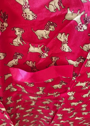 Kadın Vintage Kırmızı Uzun Kollu Pijama Üstü ve alt - Görsel 8