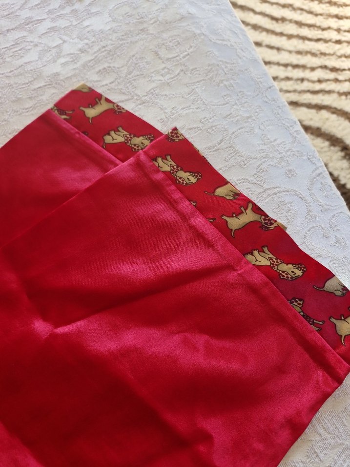 Kadın Vintage Kırmızı Uzun Kollu Pijama Üstü ve alt - Görsel 5