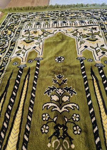 Desenli Koyu Yeşil Geleneksel kadife seccade - Görsel 6