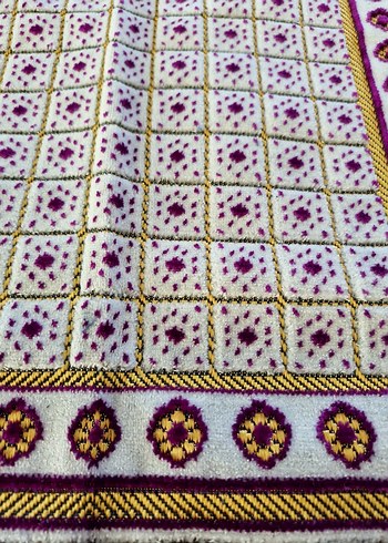 Desenli Koyu Yeşil Geleneksel kadife seccade - Görsel 8