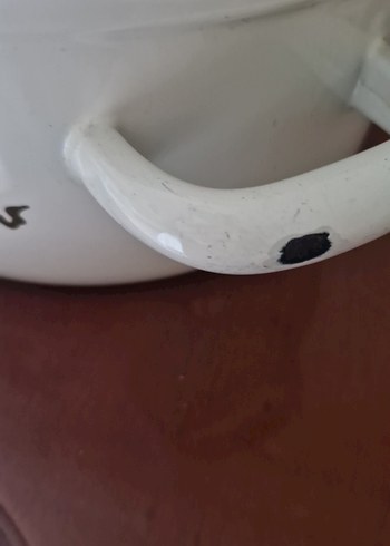 krem çiçek desenli kapaklı emaye tencere - Görsel 6