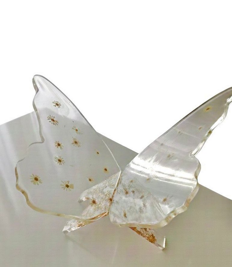 Gerçek papatyalı epoksi rahle - Görsel 4