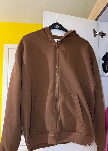 Koton Kahverengi Fermuarlı Kapüşonlu Sweatshirt