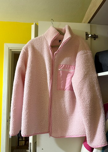 Pembe Fermuarlı Kadın Polar Ceket