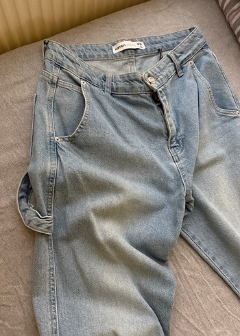 Kadın Mavi Loose  Kot Pantolon - Görsel 4