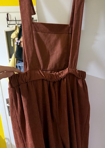 Kahverengi Süet Askılı Bol Kesim Tulum - Görsel 6