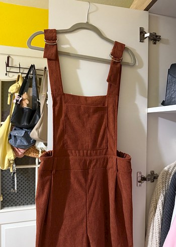 Kahverengi Süet Askılı Bol Kesim Tulum - Görsel 2