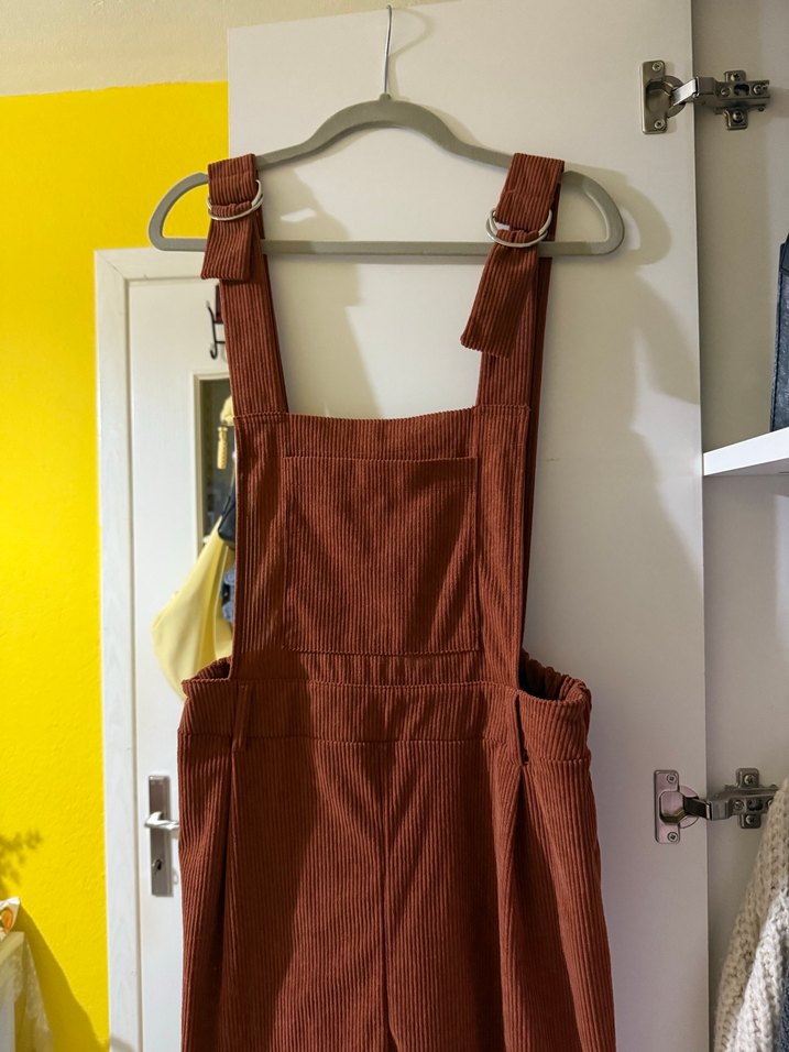 Kahverengi Süet Askılı Bol Kesim Tulum - Görsel 3