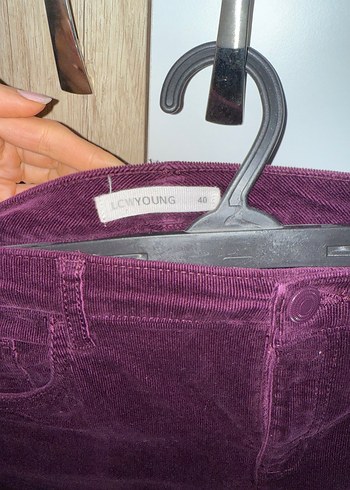 Bordo Kadın kadife Pantolon - Görsel 2