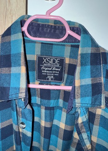 Uzun Kollu Mavi Ekose Pamuk Gömlek - Görsel 2