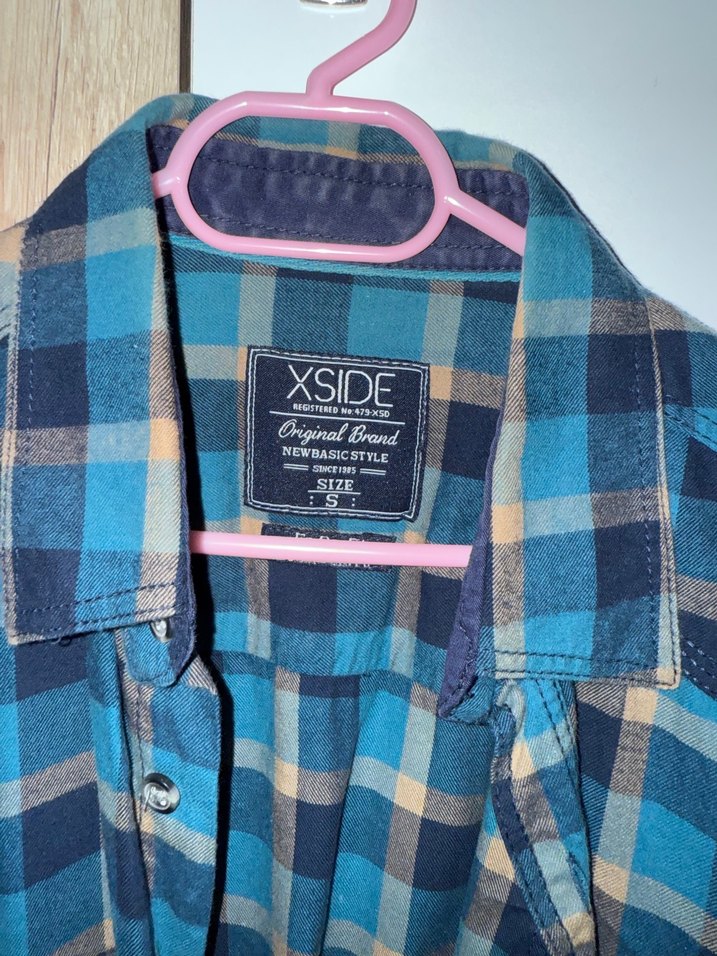 Uzun Kollu Mavi Ekose Pamuk Gömlek - Görsel 2