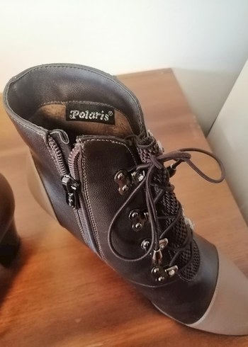 Kahverengi Yılan Desenli Kadın Deri Bot - Görsel 6