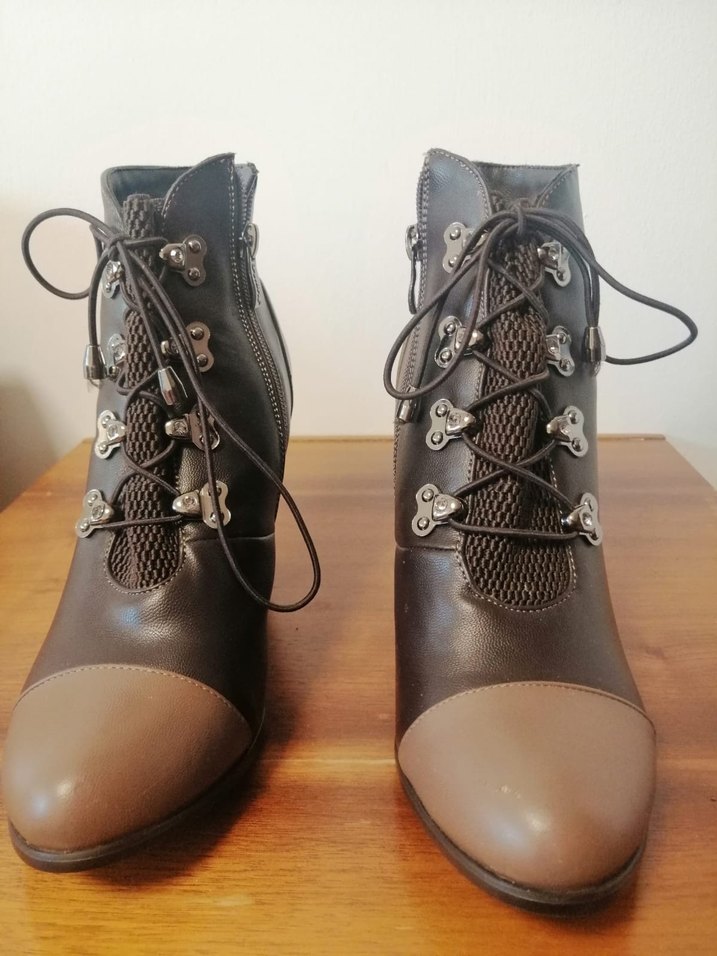 Kahverengi Yılan Desenli Kadın Deri Bot - Görsel 5