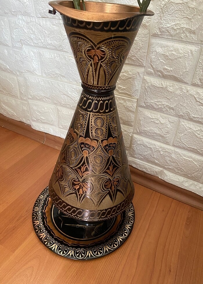 Bakır Vazo ve tabağı - Görsel 2