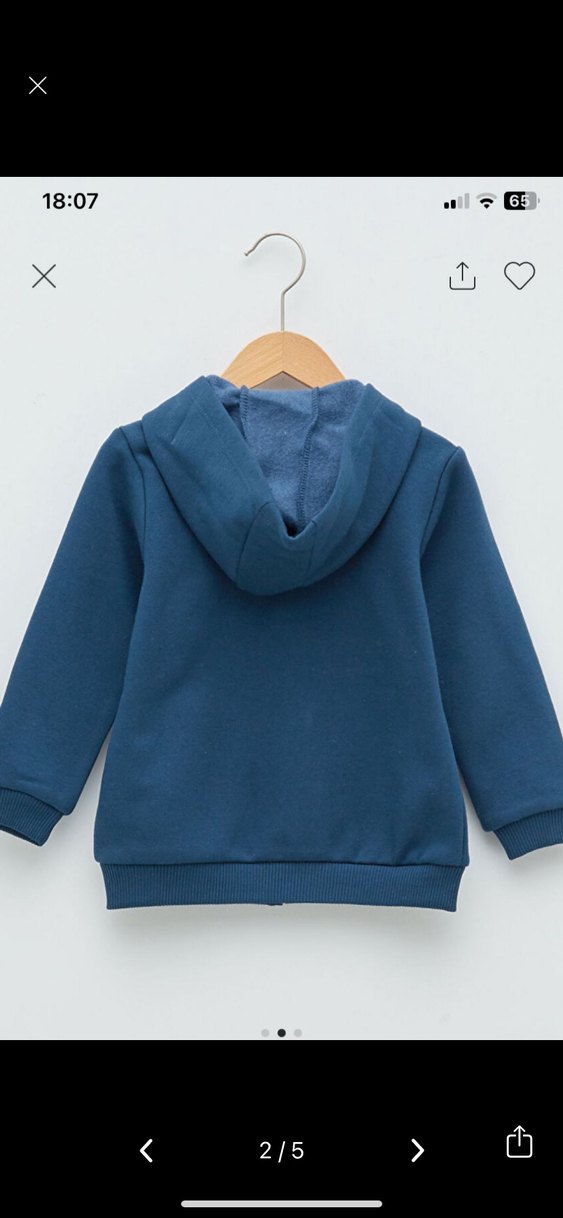 Mavi Kapüşonlu Erkek Çocuk Sweatshirt hırka - Görsel 2