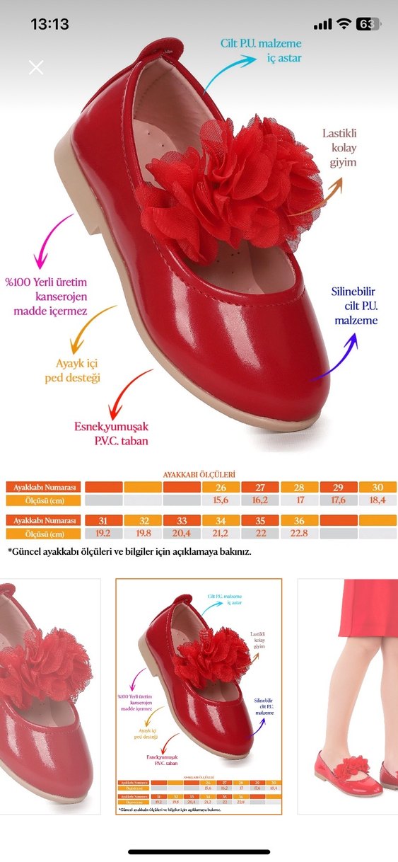 Kiko Kids Kız Çocuk Kırmızı Fırfırlı Babet - Görsel 3