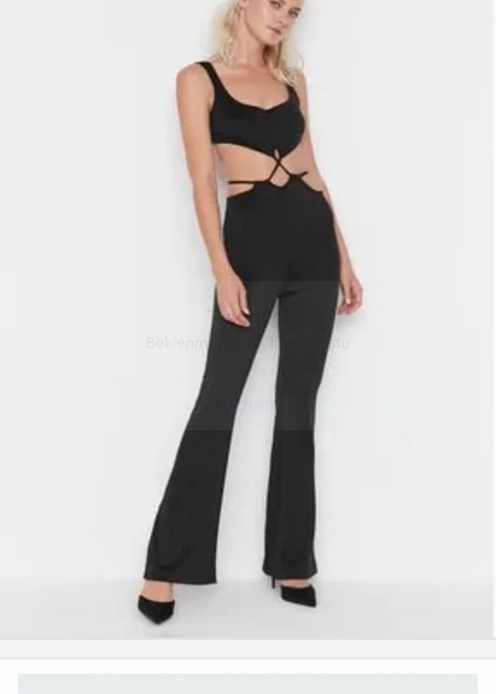Kadın şık siyah tulum - Görsel 4