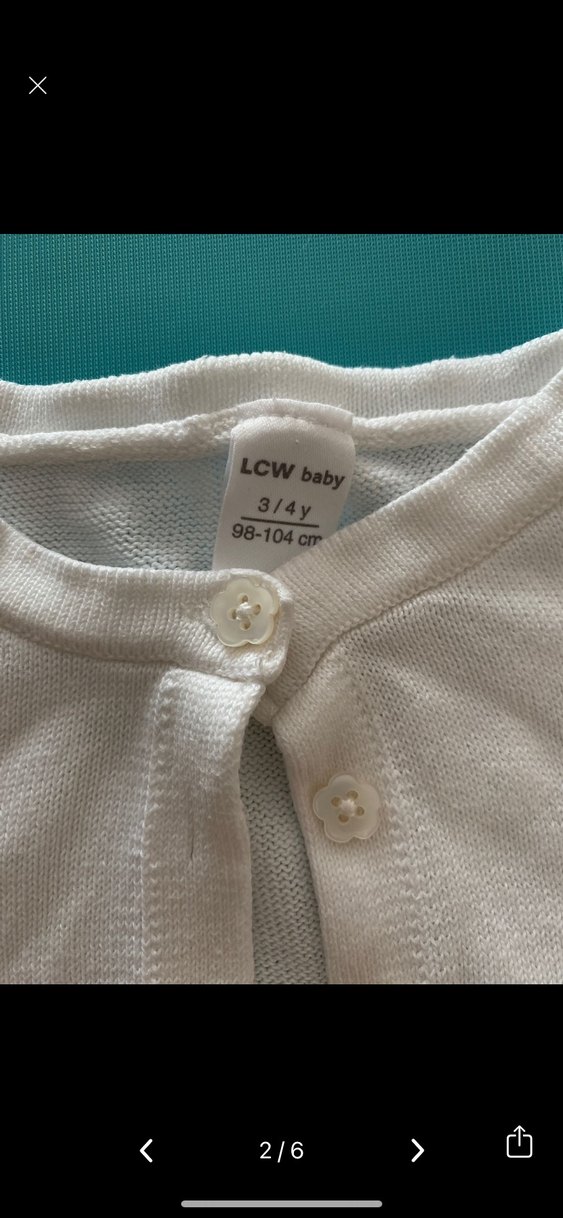 LCW Kız Çocuk Beyaz Örgü Hırka - Görsel 2