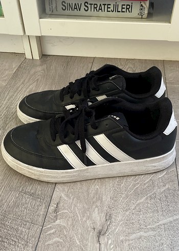 Adidas Siyah Erkek Spor Ayakkabı Beyaz Çizgili