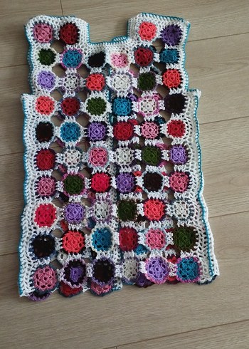 Renkli Puantiyeli Bohem Örgü Yelek - Görsel 5