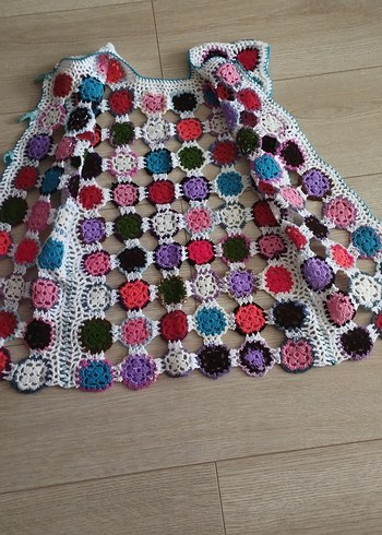 Renkli Puantiyeli Bohem Örgü Yelek - Görsel 4