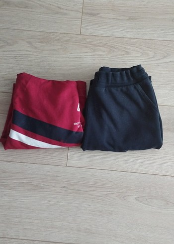 Bordo Kapüşonlu Spor Sweatshirt ve eşofman altı - Görsel 6