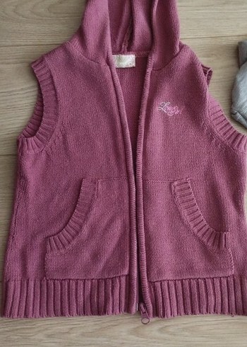 Burgundy Kız Örme Kolsuz Hırka - Görsel 3