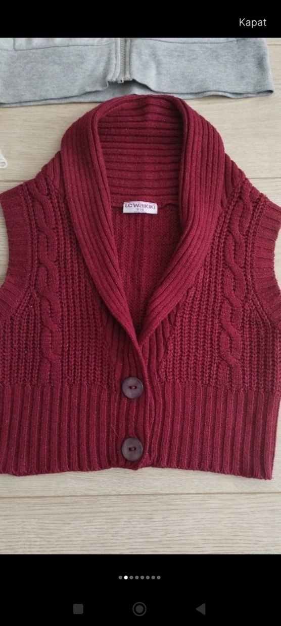 Burgundy Kız Örme Kolsuz Hırka - Görsel 4